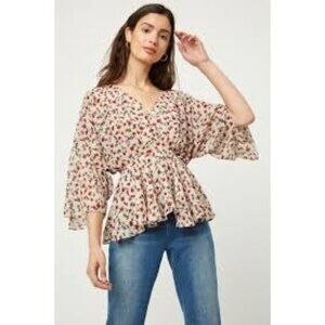 Hayden Masie Floral Top  Long Sleeve Pullover Blouse Floral Size 1XL
